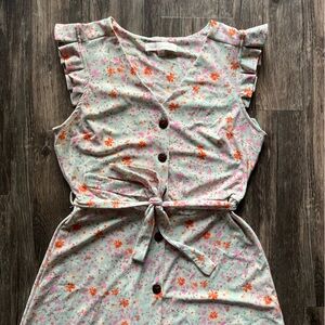 Monteau Floral Belted Midi Dress Sz M